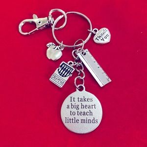 Teacher Keychain Purse Charm Gift It Takes A Big Heart To Teach Little M…